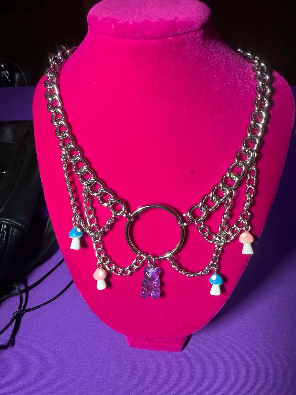 Kitsch Mushroom and Gummy Bear Multi-Chain Layered Statement Necklace